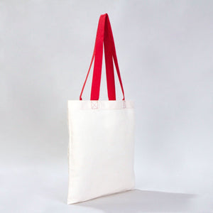 Cotton Tote Bag – 16" × 14" (40 × 35 cm) – Red Handles - Pamusan.com