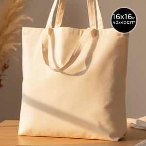 Cotton Tote Bag – 16" × 16" (40 × 40 cm) – 4 oz Natural – Double Handles - Pamusan.com