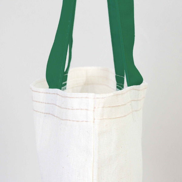 Cotton Tote Bag – Green Handles – 14" × 16" (35 × 40 cm) – 4 oz Blank Bag - Pamusan.com