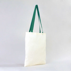 Cotton Tote Bag – Green Handles – 14" × 16" (35 × 40 cm) – 4 oz Blank Bag - Pamusan.com