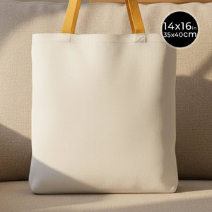 Cotton Tote Bag – Mustard Handles – 14" × 16" (35 × 40 cm) – 4 oz Blank Bag - Pamusan.com