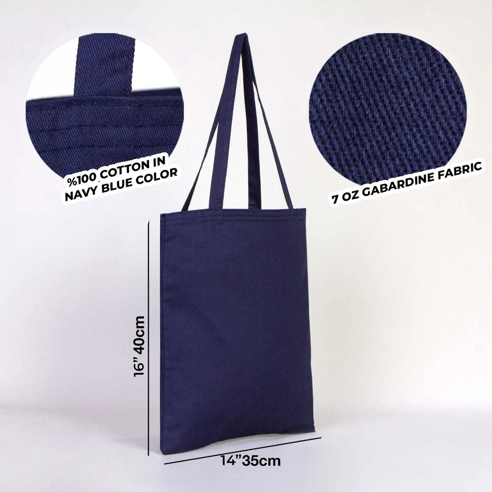 Cotton Tote Bag – Navy Blue – 14" × 16" (35 × 40 cm) – 6 oz - Pamusan.com