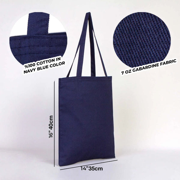Cotton Tote Bag – Navy Blue – 14" × 16" (35 × 40 cm) – 6 oz - Pamusan.com