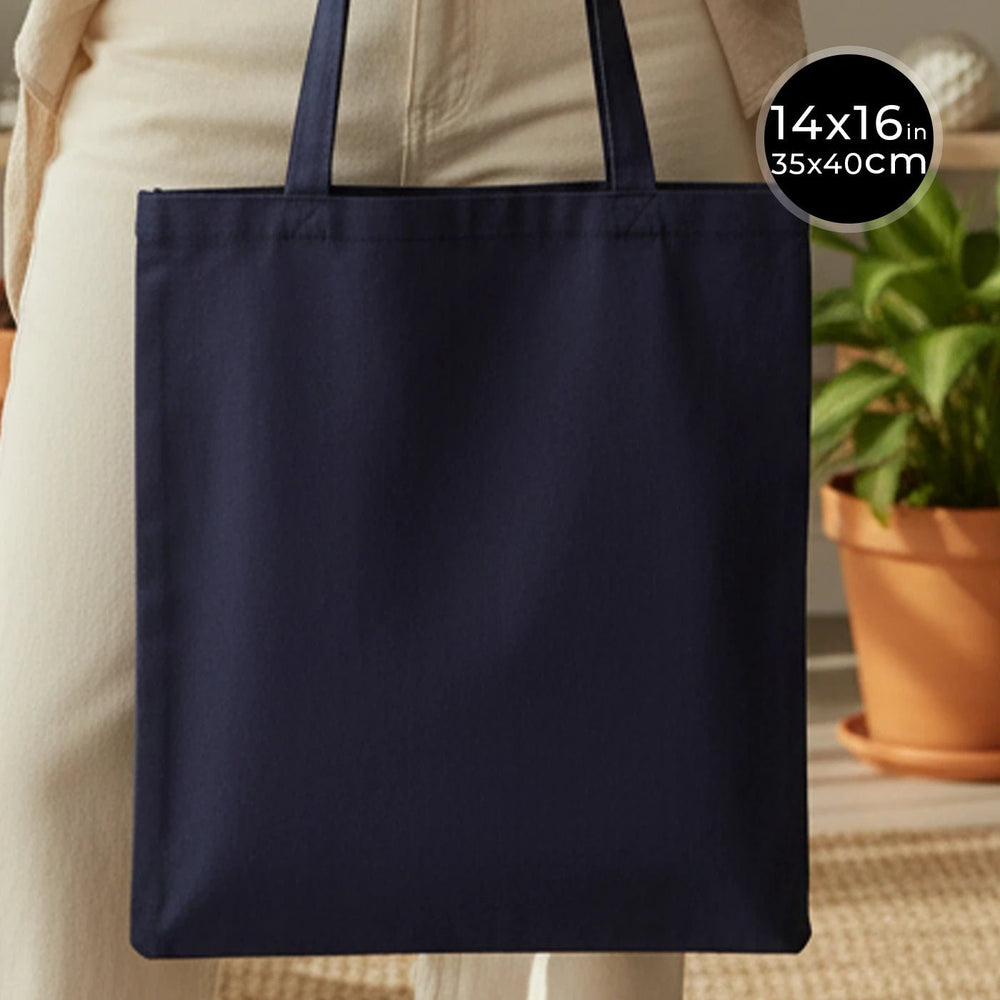 Cotton Tote Bag – Navy Blue – 14" × 16" (35 × 40 cm) – 6 oz - Pamusan.com
