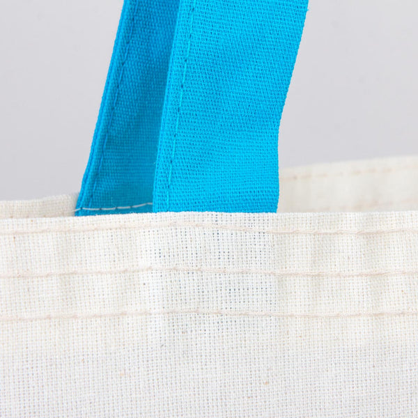 Cotton Tote Bag with Turquoise Handles – 14x16 in Reusable Plain Cotton Bag - Pamusan.com