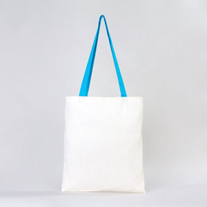 Cotton Tote Bag with Turquoise Handles – 14x16 in Reusable Plain Cotton Bag - Pamusan.com
