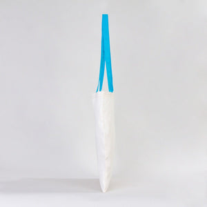 Cotton Tote Bag with Turquoise Handles – 14x16 in Reusable Plain Cotton Bag - Pamusan.com