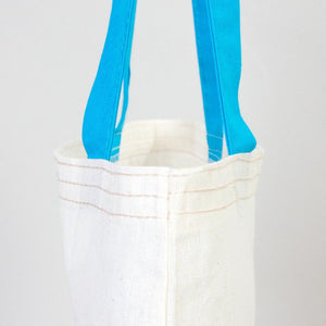 Cotton Tote Bag with Turquoise Handles – 14x16 in Reusable Plain Cotton Bag - Pamusan.com