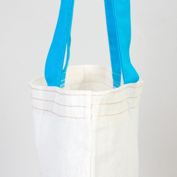 Cotton Tote Bag with Turquoise Handles – 14x16 in Reusable Plain Cotton Bag - Pamusan.com