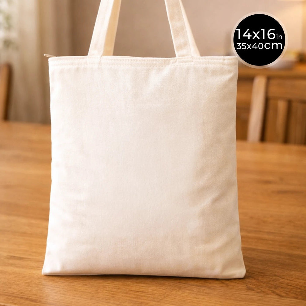 Cotton Tote Bag with Zipper 14"x16" – Natural Color Eco - Friendly Cloth Bag - Pamusan.com