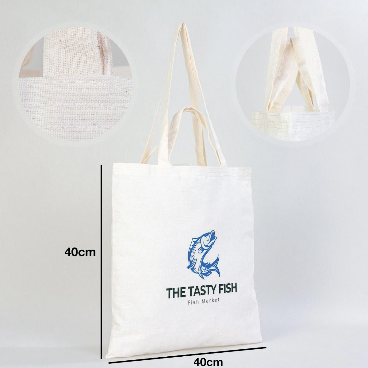 Cotton Tote Bags Double Handle - 16"W x 16"H (40 cm x 40 cm) - (Customize)