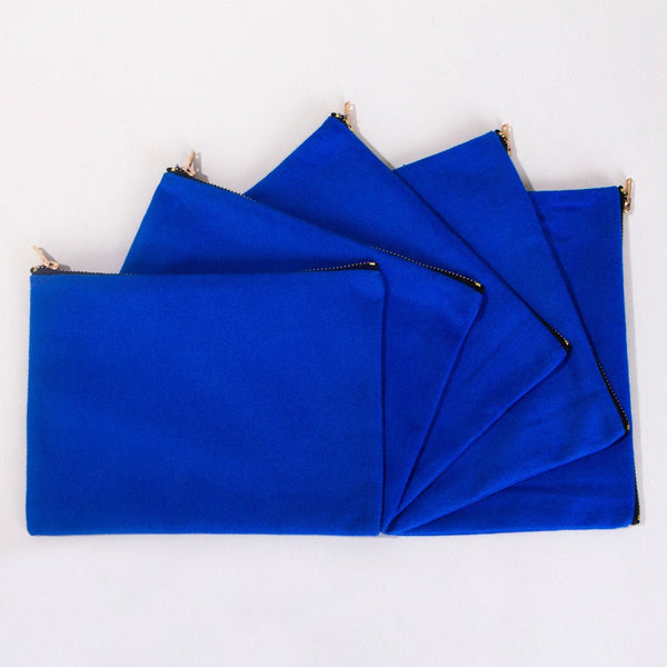 Clutch Bag Saks Blue – 8"x6" Cotton Zipper Cosmetic & Makeup Pouch - Pamusan.com