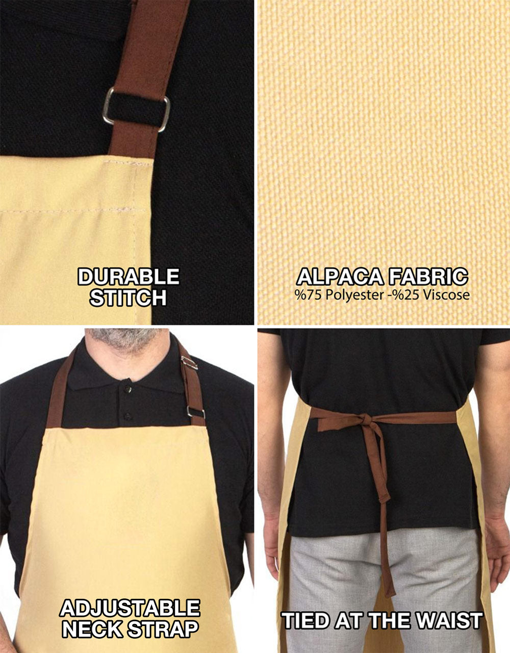 Kitchen Apron Beige - Light Brown Adjustable Neck Hanger