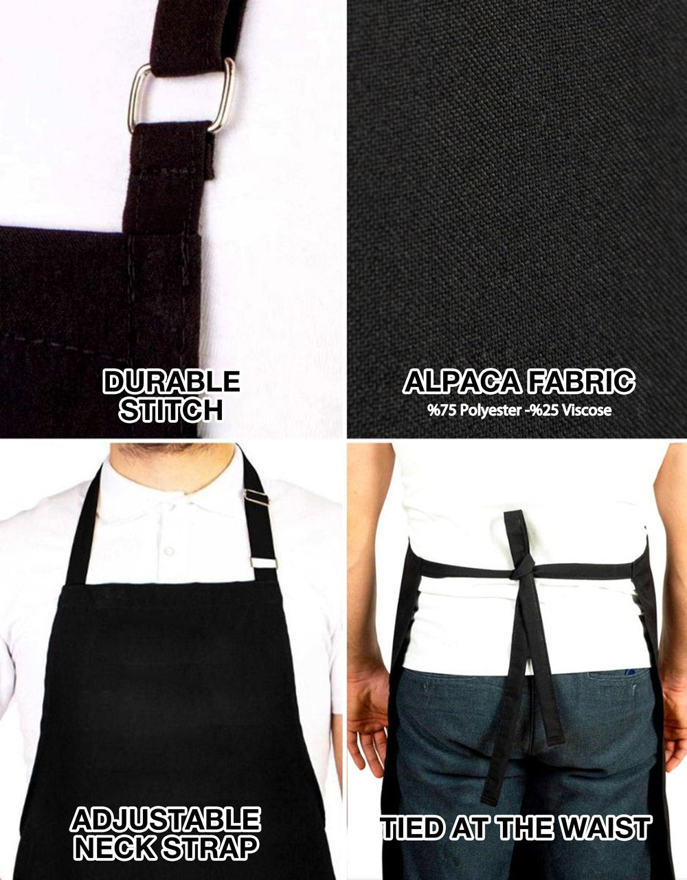 Kitchen Apron - Black Adjustable