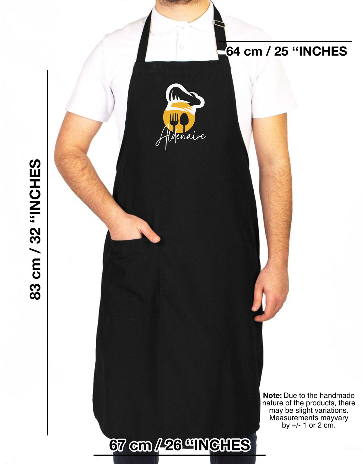 Kitchen Apron - Black Adjustable (Customizable)