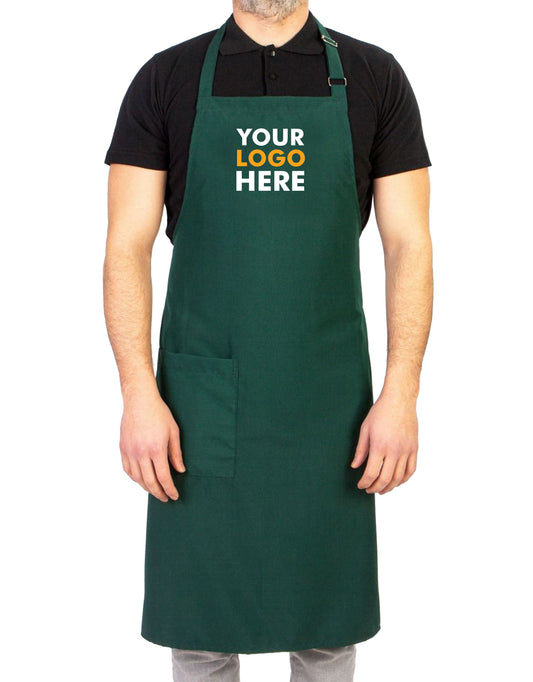 Green Kitchen Apron - Adjustable Neck Brace (Customizable)