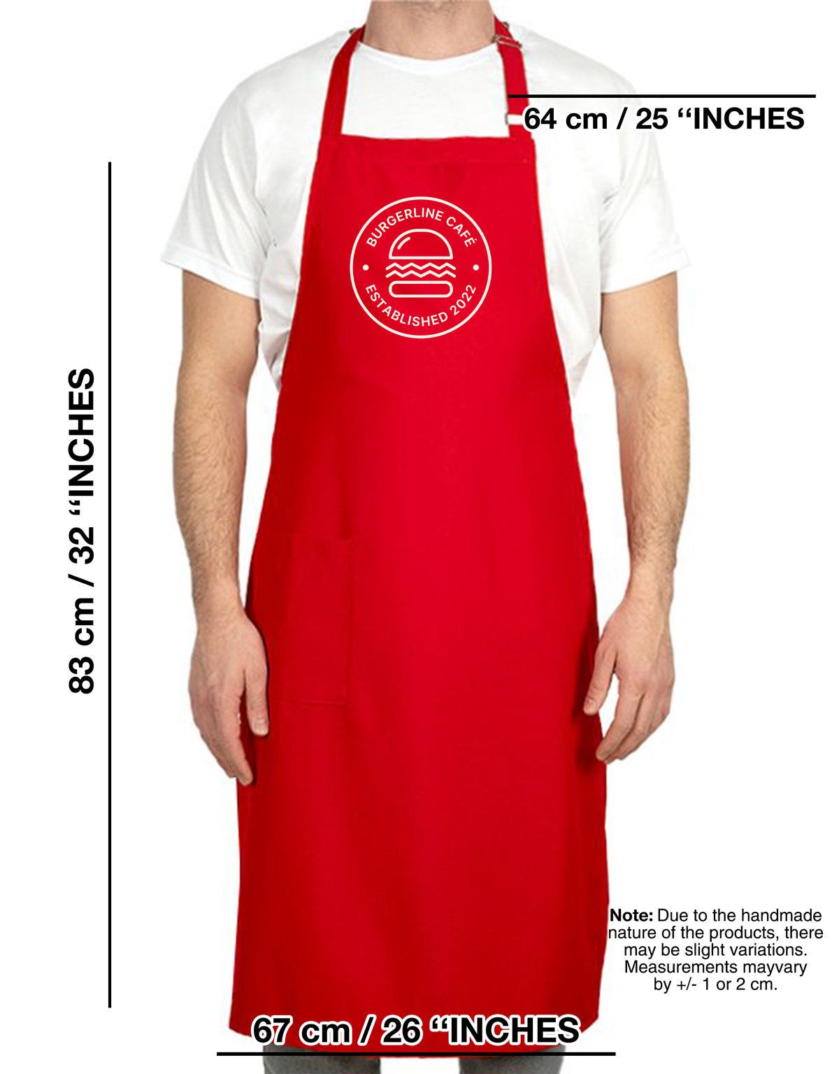 Kitchen Apron - Red Adjustable (Customizable)