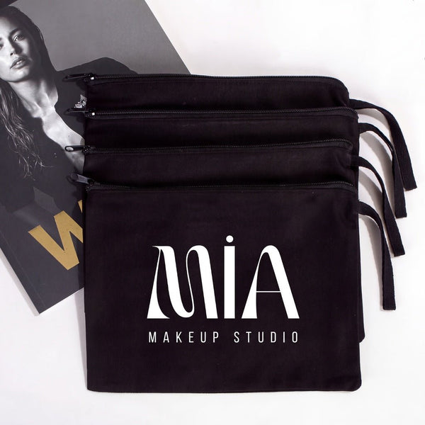 Custom Black Cotton Clutch Pouch – 10" × 7" (25 × 18 cm) - Pamusan.com