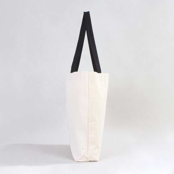 Custom Canvas Beach Tote Bag with Black Handles – 19" × 16" × 4" (48 × 41 × 10 cm) – 10 oz Cotton - Pamusan.com