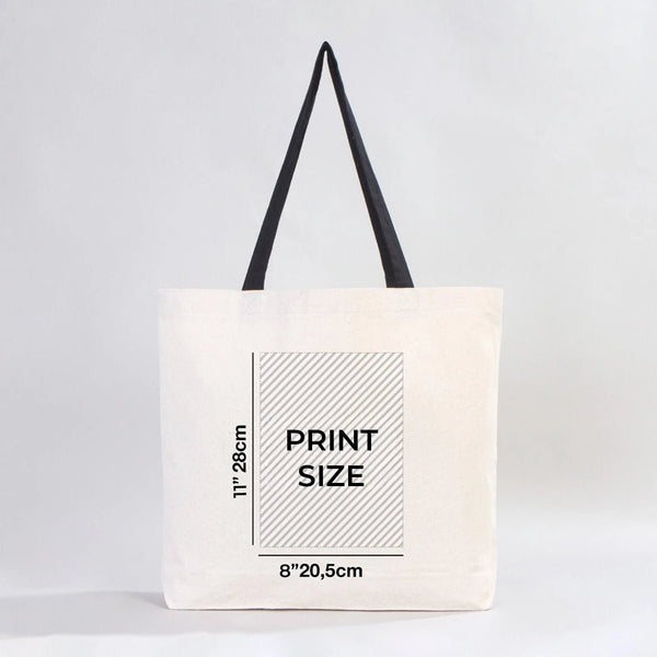 Custom Canvas Beach Tote Bag with Black Handles – 19" × 16" × 4" (48 × 41 × 10 cm) – 10 oz Cotton - Pamusan.com
