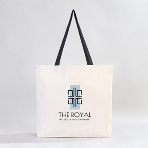 Custom Canvas Beach Tote Bag with Black Handles – 19" × 16" × 4" (48 × 41 × 10 cm) – 10 oz Cotton - Pamusan.com