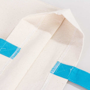 Custom Canvas Beach Tote Bag with Blue Handles – 19" × 16" × 4" (48 × 41 × 10 cm) – 10 oz Cotton - Pamusan.com