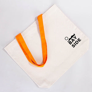Custom Canvas Beach Tote Bag with Orange Handles – 19" × 16" × 4" (48 × 41 × 10 cm) – 10 oz Cotton - Pamusan.com