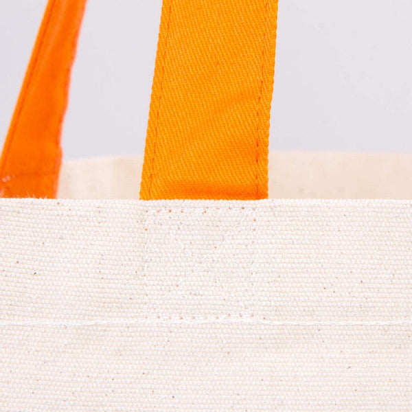 Custom Canvas Beach Tote Bag with Orange Handles – 19" × 16" × 4" (48 × 41 × 10 cm) – 10 oz Cotton - Pamusan.com