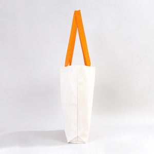 Custom Canvas Beach Tote Bag with Orange Handles – 19" × 16" × 4" (48 × 41 × 10 cm) – 10 oz Cotton - Pamusan.com