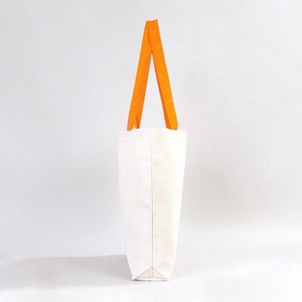 Custom Canvas Beach Tote Bag with Orange Handles – 19" × 16" × 4" (48 × 41 × 10 cm) – 10 oz Cotton - Pamusan.com