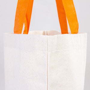 Custom Canvas Beach Tote Bag with Orange Handles – 19" × 16" × 4" (48 × 41 × 10 cm) – 10 oz Cotton - Pamusan.com