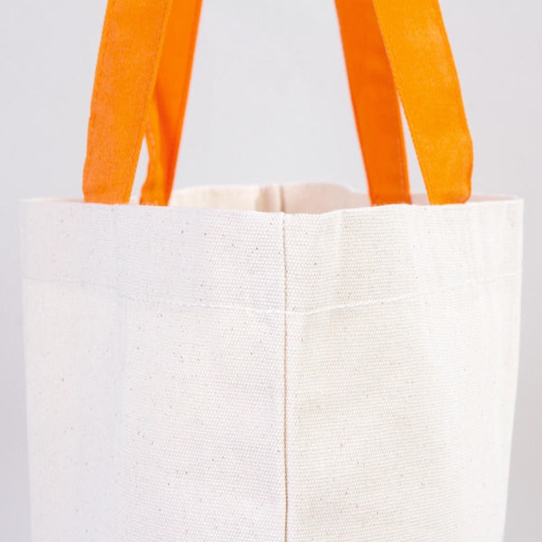 Custom Canvas Beach Tote Bag with Orange Handles – 19" × 16" × 4" (48 × 41 × 10 cm) – 10 oz Cotton - Pamusan.com