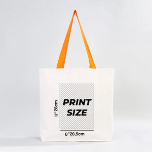 Custom Canvas Beach Tote Bag with Orange Handles – 19" × 16" × 4" (48 × 41 × 10 cm) – 10 oz Cotton - Pamusan.com