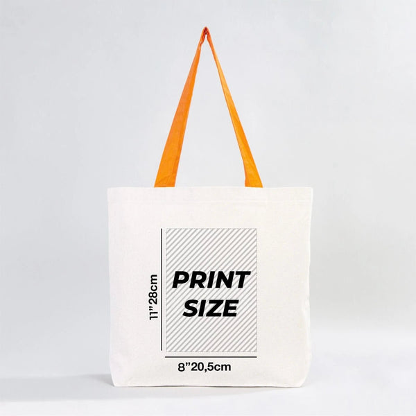 Custom Canvas Beach Tote Bag with Orange Handles – 19" × 16" × 4" (48 × 41 × 10 cm) – 10 oz Cotton - Pamusan.com
