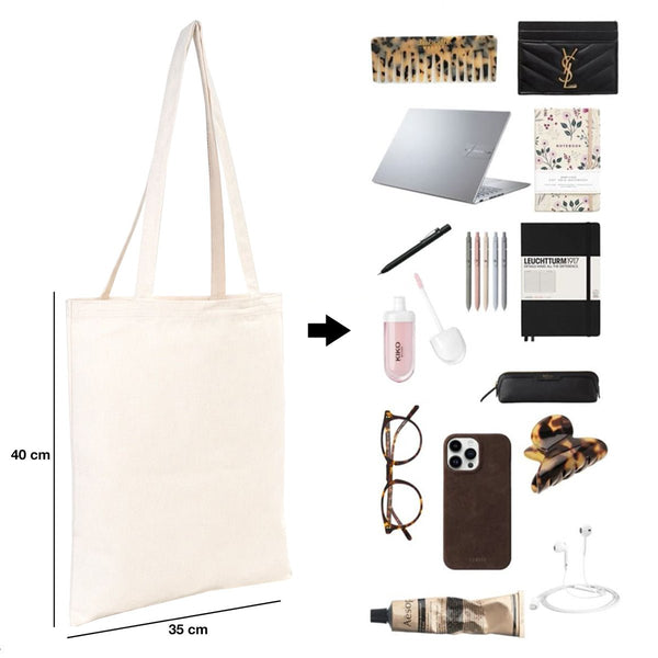 Custom Canvas Purse Natural - 14" x 16" (35x40 cm) - 10 oz - Pamusan.com