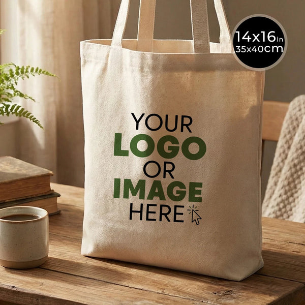 Custom Canvas Purse Natural - 14" x 16" (35x40 cm) - 10 oz - Pamusan.com