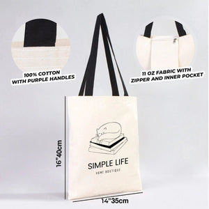Custom Canvas Purse with Black Handles - 14" x 16" (35x40 cm) - 10 oz - Pamusan.com
