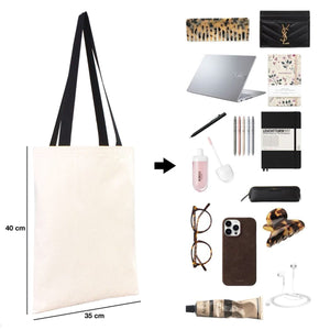 Custom Canvas Purse with Black Handles - 14" x 16" (35x40 cm) - 10 oz - Pamusan.com