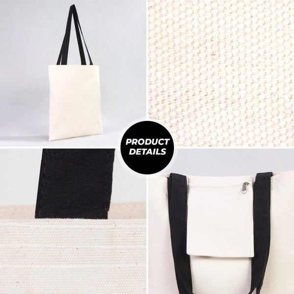 Custom Canvas Purse with Black Handles - 14" x 16" (35x40 cm) - 10 oz - Pamusan.com