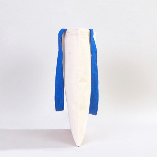 Custom Canvas Purse with Blue Handles - 14" x 16" (35x40 cm) - 10 oz - Pamusan.com