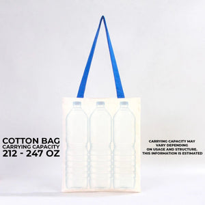 Custom Canvas Purse with Blue Handles - 14" x 16" (35x40 cm) - 10 oz - Pamusan.com