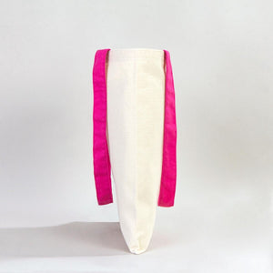 Custom Canvas Purse with Fuchsia Handles - 14" x 16" (35x40 cm) - 10 oz - Pamusan.com