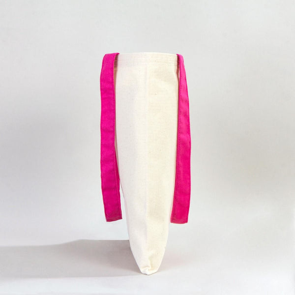 Custom Canvas Purse with Fuchsia Handles - 14" x 16" (35x40 cm) - 10 oz - Pamusan.com