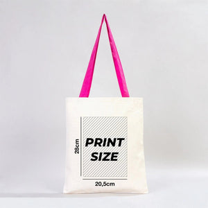 Custom Canvas Purse with Fuchsia Handles - 14" x 16" (35x40 cm) - 10 oz - Pamusan.com