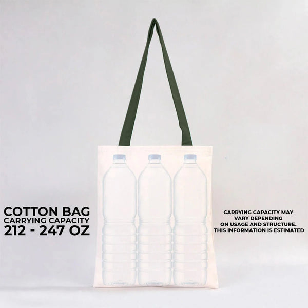 Custom Canvas Purse with Green Handles - 14" x 16" (35x40 cm) - 10 oz - Pamusan.com
