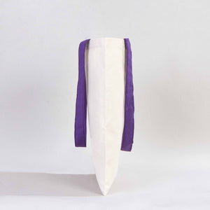 Custom Canvas Purse with Purple Handles - 14" x 16" (35x40 cm) - 10 oz - Pamusan.com