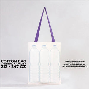 Custom Canvas Purse with Purple Handles - 14" x 16" (35x40 cm) - 10 oz - Pamusan.com