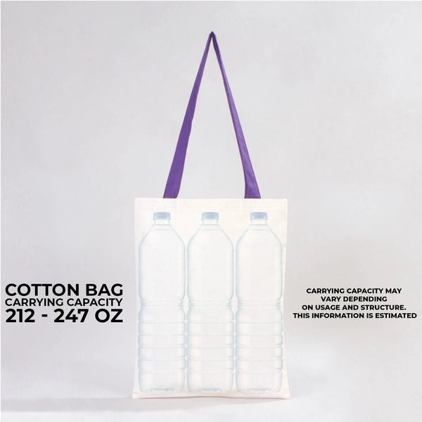 Custom Canvas Purse with Purple Handles - 14" x 16" (35x40 cm) - 10 oz - Pamusan.com