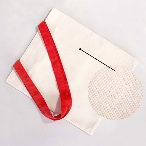 Custom Canvas Purse with Red Handles - 14" x 16" (35x40 cm) - 10 oz - Pamusan.com