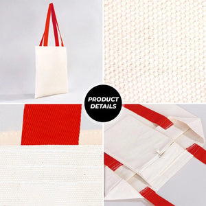 Custom Canvas Purse with Red Handles - 14" x 16" (35x40 cm) - 10 oz - Pamusan.com